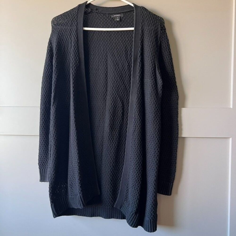 Halogen Tunic‎ Knit Cardigan Open Front Women Medium Black Office Casual Classic